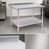 Thumbnail image #3 for Klinger's Trading 60 Inch x 30 Inch 16-Gauge 430 Stainless Steel Work Table with Undershelf and 2 Inch Rear Up-Turn
