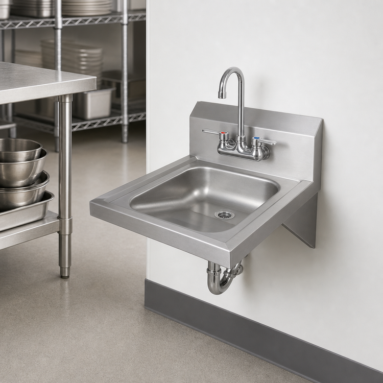 Product image #3 for John Boos Pro-Bowl Wall-Mount Stainless Steel Hand Sink, 14" x 16" Bowl, 5" Deep