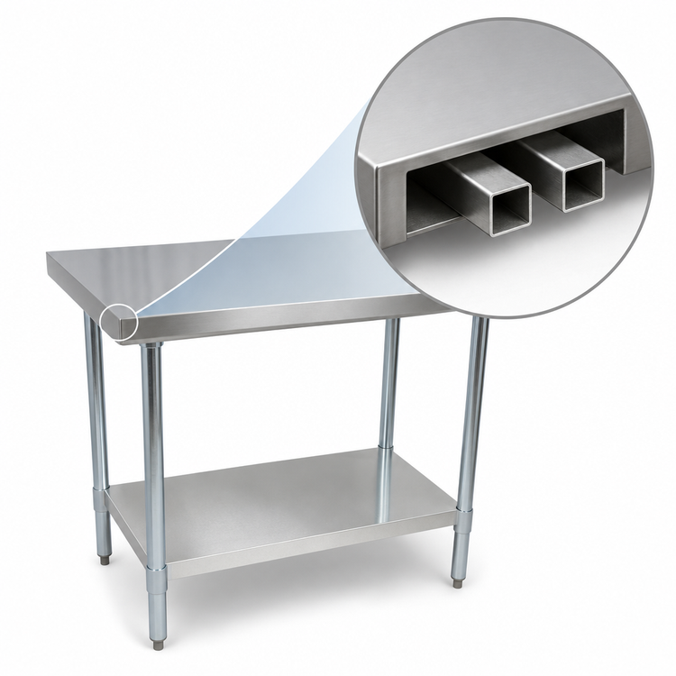 Product image #3 for BK Resources 30-Inch Square Stainless Steel Corner Work Table with Adjustable Undershelf