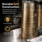 Thumbnail image #4 for CFS Brands 5220-8113 20 oz Amber SAN Textured Stackable Plastic Tumbler Case of 12