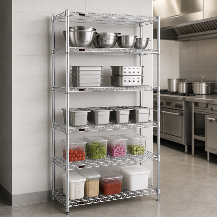 Product image #3 for EAGLEbrite 5-Tier Stationary Starter Wire Shelving Unit, 60 x 21 x 74 Inches, Zinc Finish