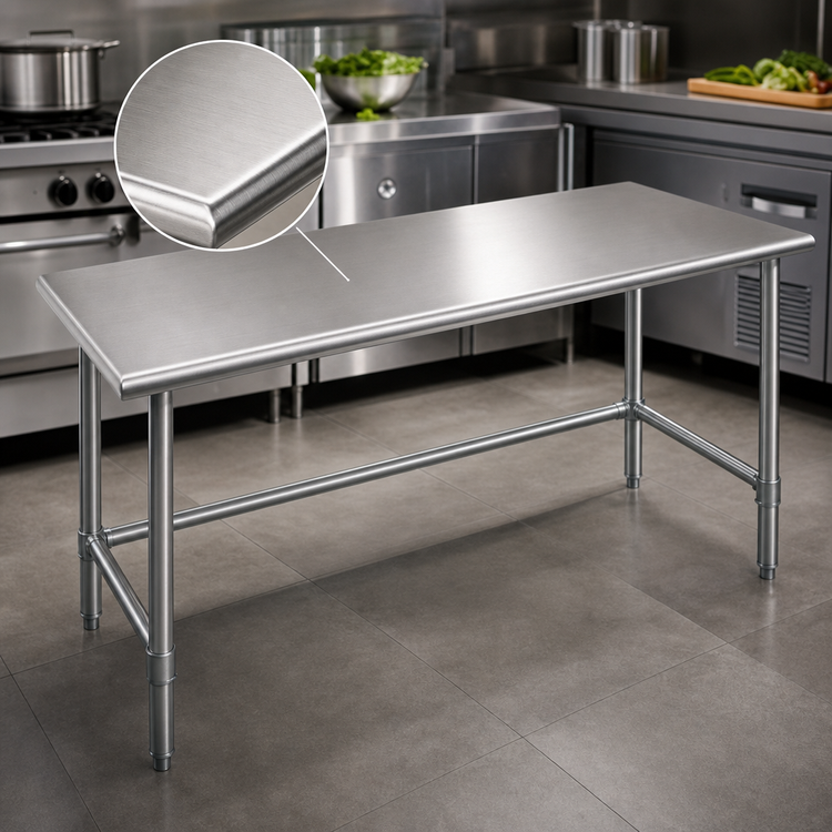 Product image #3 for Eagle Deluxe Series 72-Inch x 24-Inch Stainless Steel Work Table with Galvanized Tubular Base