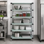 Thumbnail image #3 for Quantum WRS5-63-1848SS 5-Shelf Solid 304 Stainless Steel Stationary Shelving Starter Kit, 48"W x 18"D x 63"H