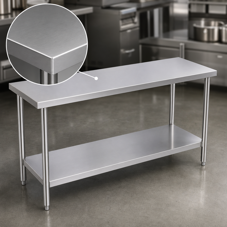Product image #3 for Klinger's Trading AST1860 Heavy Duty Stainless Steel Work Table, 60W x 18D x 36H Inches, Flat Top with Undershelf