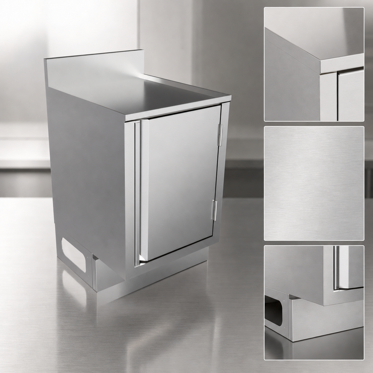 Product image #4 for BK Resources Call Series Stainless Steel Underbar Cabinet, Flat Top, Pedestal Base, 18 x 21 Inches