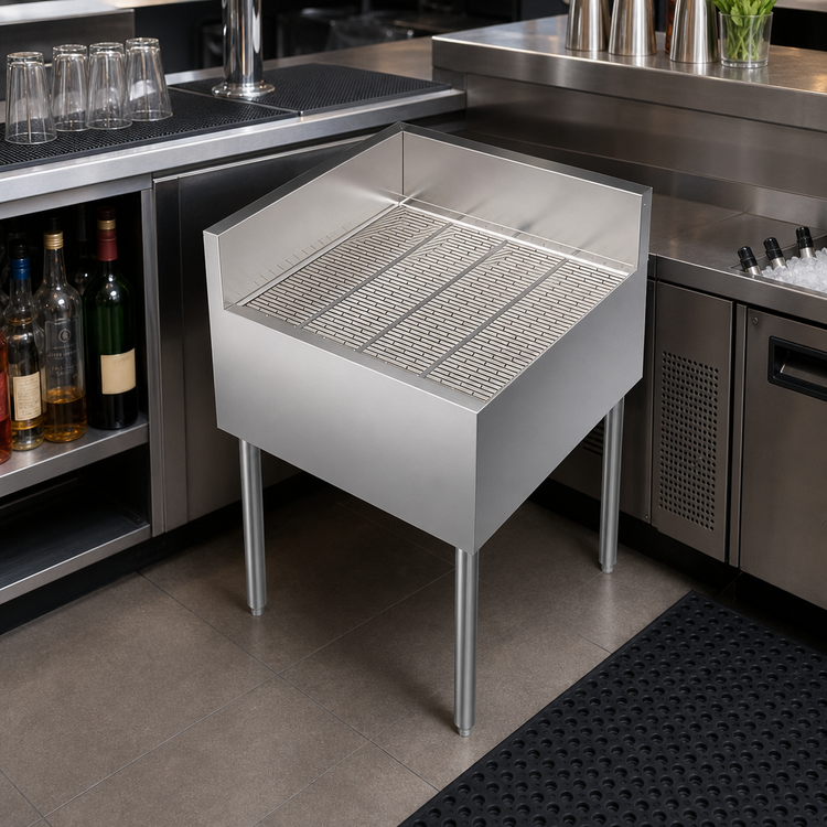 Product image #3 for Krowne Royal Series Freestanding Underbar Corner Drainboard with Left End Return, 24 x 24 Inches
