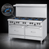 Thumbnail image #3 for Garland US Range 60-Inch Gas Restaurant Range with 4 Open Burners and 36-Inch Griddle, 2 Storage Bases