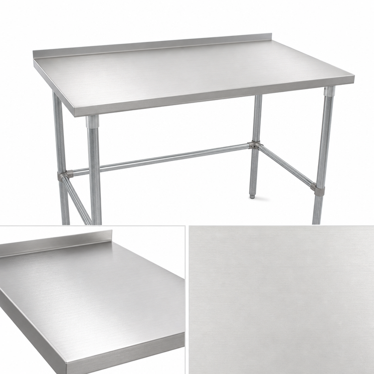 Product image #3 for John Boos Stallion 30 Inch x 24 Inch Stainless Steel Top Work Table with 1-1/2 Inch Rear Riser and Galvanized Base
