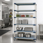 Thumbnail image #3 for Metro MetroMax 4 5X347G4 42 in. W x 18 in. D x 74 in. H Stationary Starter All-Polymer Shelving Unit, Blue, 5 Shelves