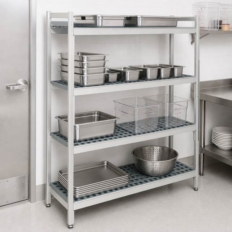 Product image #3 for Fermostock 4-Tier Stationary Starter Polymer Shelving Unit, 35W x 14D x 83H, Gray