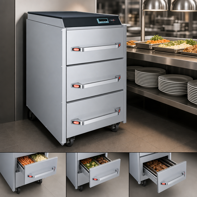 Product image #3 for Hatco Narrow Three-Drawer Freestanding Drawer Warmer with Programmable Digital Controller