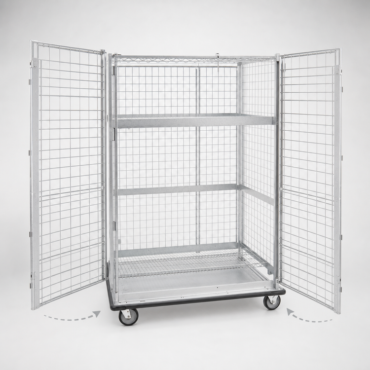 Product image #3 for Metro Super Erecta qwikSLOT Mobile Security Cage with Two 270° Doors and Aluminum Dolly
