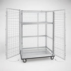 Thumbnail image #3 for Metro Super Erecta qwikSLOT SEC56LCQ Mobile Wire Security Cage, Two 270° Doors, Aluminum Dolly, No Intermediate Shelves, Chrome Finish