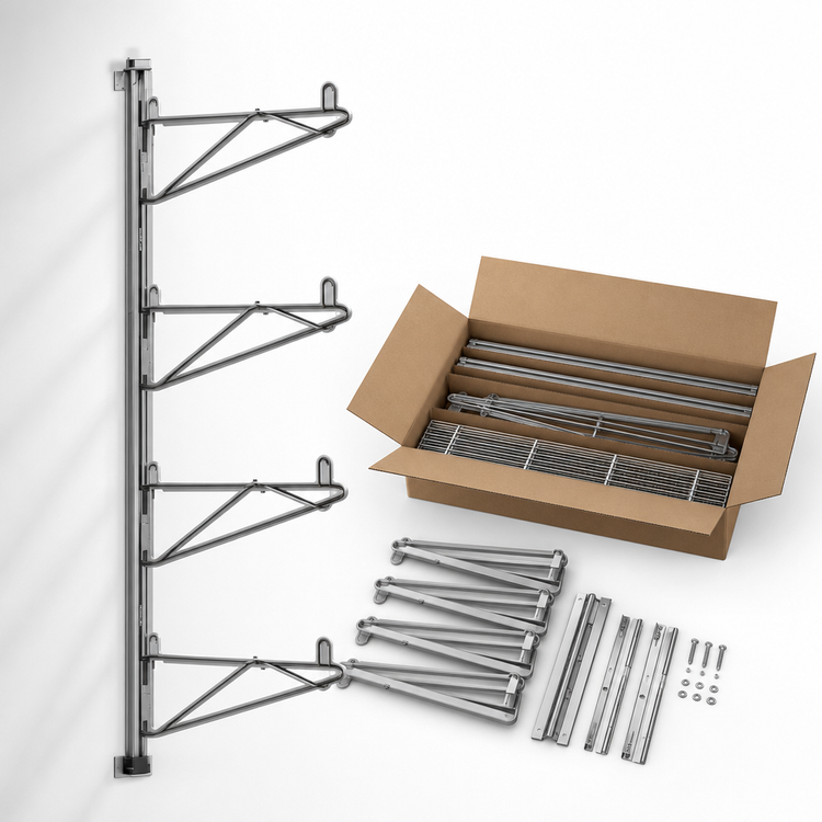 Product image #3 for Eagle Group Adjustable Post Wire Wall Mount End Unit for 14-Inch Deep Shelves, 63-Inch Posts, Stainless Steel