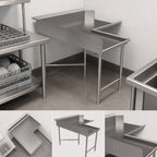 Thumbnail image #3 for BK Resources BKCDT6-C6072L Corner L-Shaped Clean Dishtable, 60 x 72 Inches, Right-to-Left, 16-Gauge 304 Stainless Steel, 10-Inch Backsplash