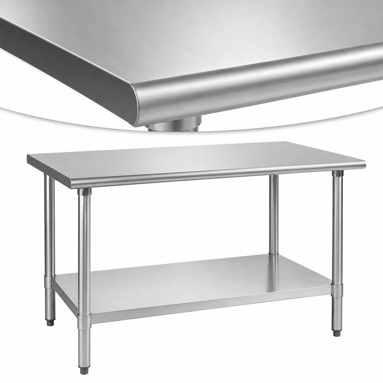 Product image #3 for Eagle Group Budget Series 48 Inch x 30 Inch 430 Stainless Steel Work Table with Adjustable Undershelf