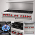 Thumbnail image #3 for American Range 60-Inch Gas Restaurant Range with 10 Open Burners, Left Standard Oven, and Right Storage Base