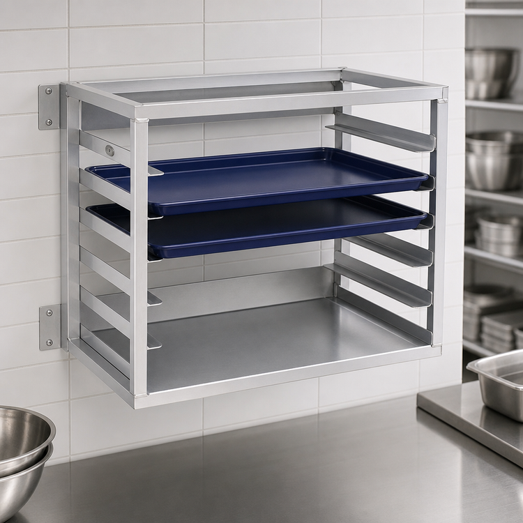 Product image #3 for New Age Wall-Mounted Aluminum Bun Pan Rack for 6 Full-Size 18 x 26 Inch Pans
