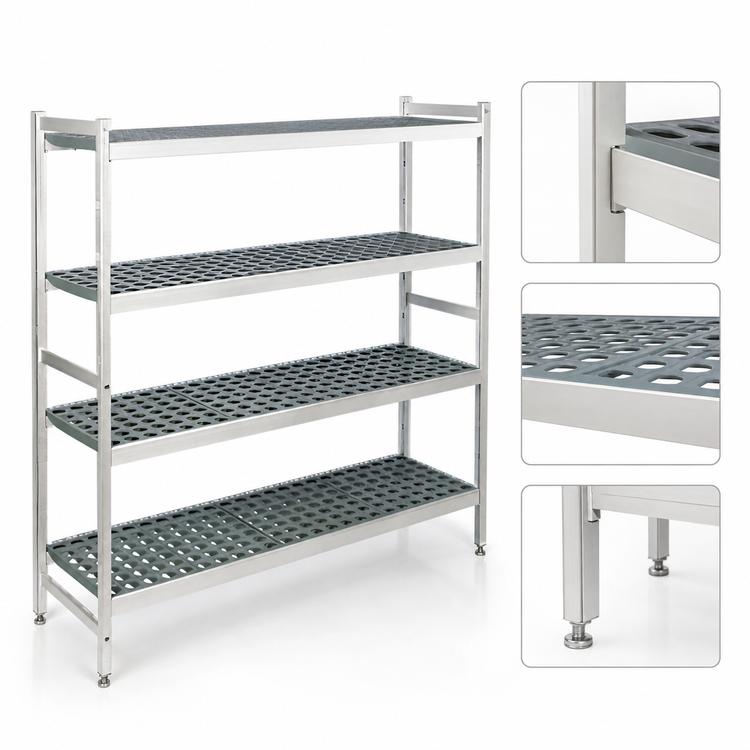 Product image #3 for Fermostock 4-Tier Stationary Starter Polymer Shelving Unit, 71" H x 47" W x 22" D