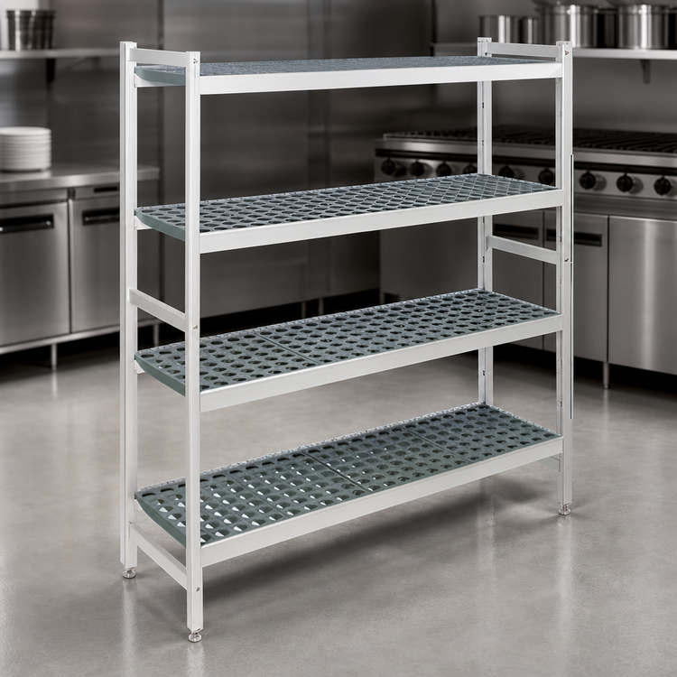Product image #3 for Fermostock 4-Tier Starter Polymer Shelving Unit, 64" W x 18" D x 66" H, Perforated