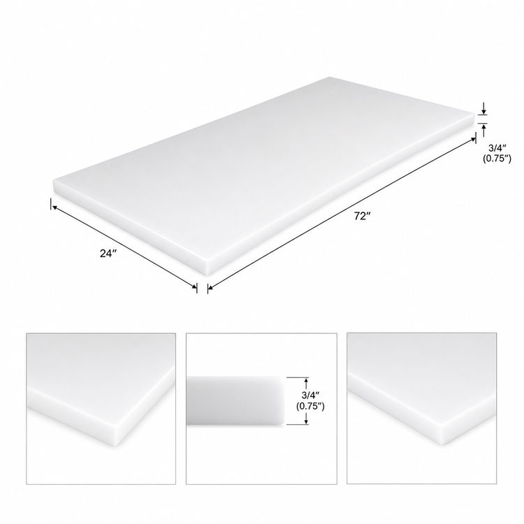Product image #3 for John Boos P1018 72" x 24" Reversible Poly Replacement Work Table Top — 3/4" Thick (Cut in 3 Sections)