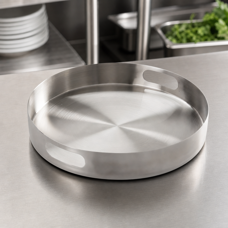 Product image #4 for American Metalcraft Round Stainless Steel Serving Tray, 14-5/8 Inch Diameter