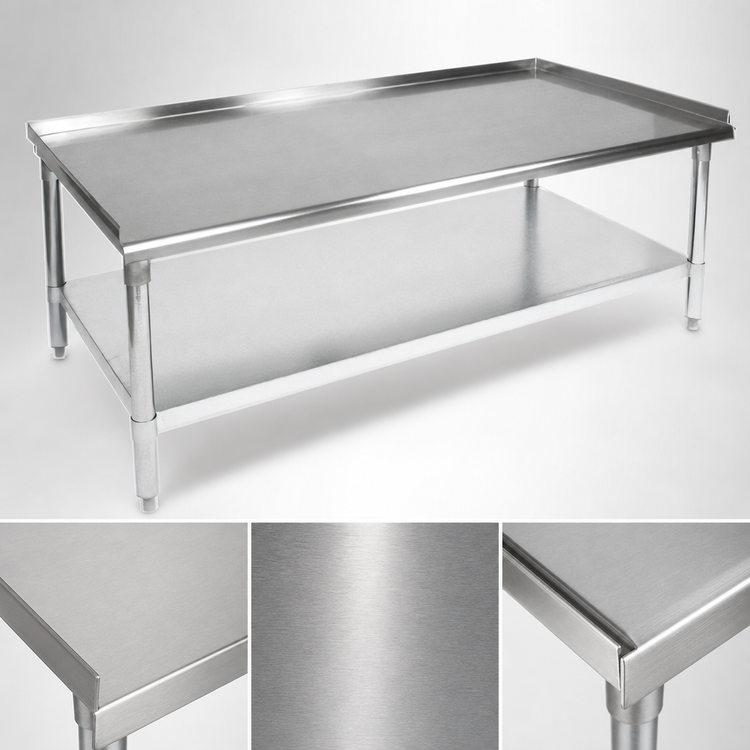 Product image #3 for John Boos 72"W x 36"D x 24"H Stainless Steel Equipment Stand with Adjustable Undershelf