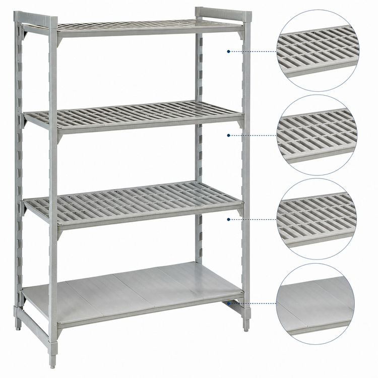 Product image #4 for Camshelving Premium 24 x 18 x 72-Inch Stationary 4-Tier Polymer Shelving Starter Unit, 3 Vented + 1 Solid, Speckled Gray