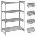 Thumbnail image #4 for Cambro Camshelving® Premium CPU182472VS4480 Stationary 4-Tier Polymer Shelving Starter Unit, 24 x 18 x 72 in, 3 Vented + 1 Solid, Speckled Gray