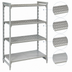 Thumbnail image #4 for Camshelving Premium 24 x 18 x 72-Inch Stationary 4-Tier Polymer Shelving Starter Unit, 3 Vented + 1 Solid, Speckled Gray