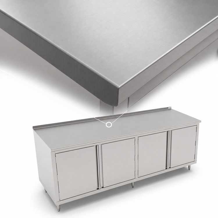 Product image #3 for John Boos Enclosed Stainless Steel Work Table with Hinged Doors, 108 x 36 Inches, 16-Gauge Top, 1-1/2-Inch Rear Riser