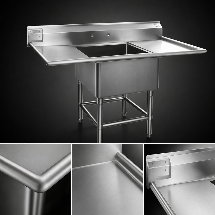 Product image #3 for Eagle Group Spec-Master 1-Compartment Stainless Steel Sink with Left Drainboard, 51-1/2"W x 27"D