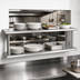 Thumbnail image #3 for BK Resources Double Tier Wall-Mounted Pass-Through Shelf, 108 x 24 Inches, 304 Stainless Steel