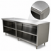 Thumbnail image #3 for Advance Tabco Special Value Economy Flat Top Open Base Work Table with Mid Shelf, 84W x 24D, 16 Gauge 304 Stainless Steel Top