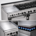 Thumbnail image #3 for Bistro 72-Inch Gas Restaurant Range with 36-Inch Griddle, 6 Open Burners, Standard Oven and Cabinet Base