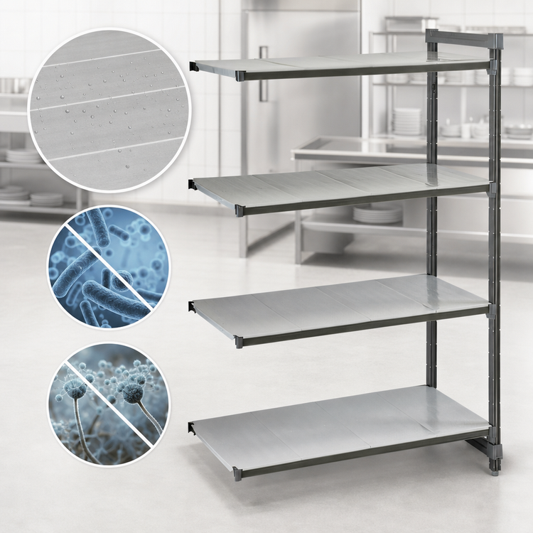 Product image #3 for Cambro Camshelving Basics Plus 4-Tier Add-On Polymer Shelving Unit, 21 x 30 x 64 Inches, Solid, Brushed Graphite