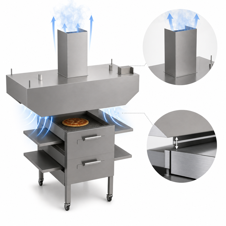 Product image #4 for Avtec SimpleSpec Type I/II Island Conveyor Pizza Oven Hood for 32-Inch Baking Chambers, 90 x 32 x 24 Inches