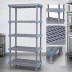 Thumbnail image #3 for Quantum QP215462VS-5 5-Shelf Open Grid Polymer Shelving Unit, 54W x 21D x 62H, 2,000 lb. Capacity, Gray, Removable Mats