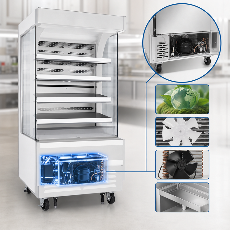 Product image #3 for Everest Refrigeration Vertical Open-Air Merchandiser Refrigerator, 18.2 Cu. Ft., 35-Inch Deep, White, Bottom-Mount, 115V