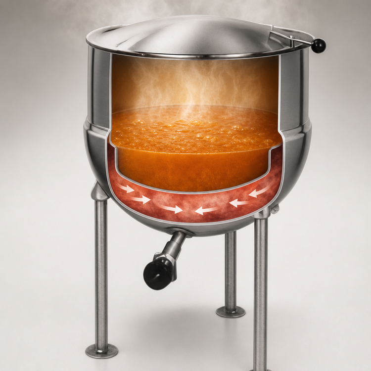 Product image #3 for Groen FT-80 80-Gallon Direct Steam Kettle with 2/3 Jacket and Tri-Leg Open Base