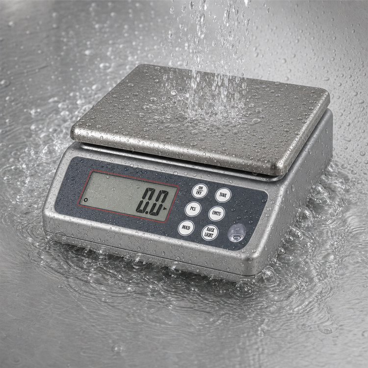 Product image #3 for San Jamar Digital Washdown Commercial Food Scale, 33 lb / 15 kg, Stainless Steel Platform