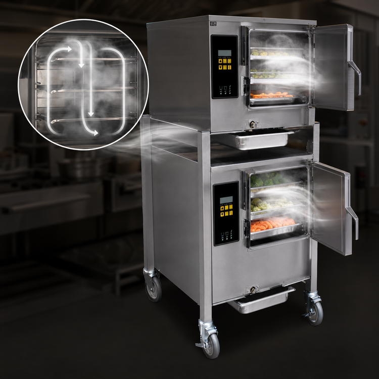 Product image #3 for AccuTemp Evolution Two-Compartment Connectionless Boilerless Convection Steamer with Stand, 6 kW, 208V