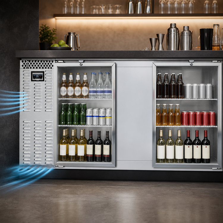 Product image #3 for Continental Refrigerator BB69NSSGD 69" Low Profile Two Glass Door Refrigerated Back Bar Cooler