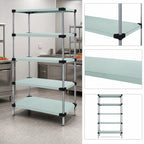 Thumbnail image #3 for Quantum WRS5-63-2136SS Solid Stainless Steel Shelving Starter Kit, 5 Shelves, 36"W x 21"D x 63"H
