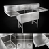 Thumbnail image #3 for John Boos B Series 2-Compartment Stainless Steel Sink with Left and Right Drainboards, 75-1/4 Inch Wide