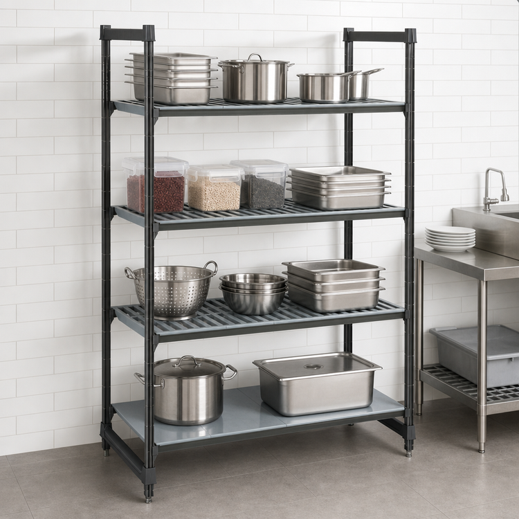 Product image #3 for Camshelving Basics Plus 4-Tier Stationary Starter Unit, 18 x 54 x 84 Inches, Vented and Solid Shelf Plates