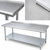 Thumbnail image #3 for Advance Tabco 144-Inch x 36-Inch 14-Gauge 304 Stainless Steel Work Table with Rear Up-Turn and Galvanized Undershelf