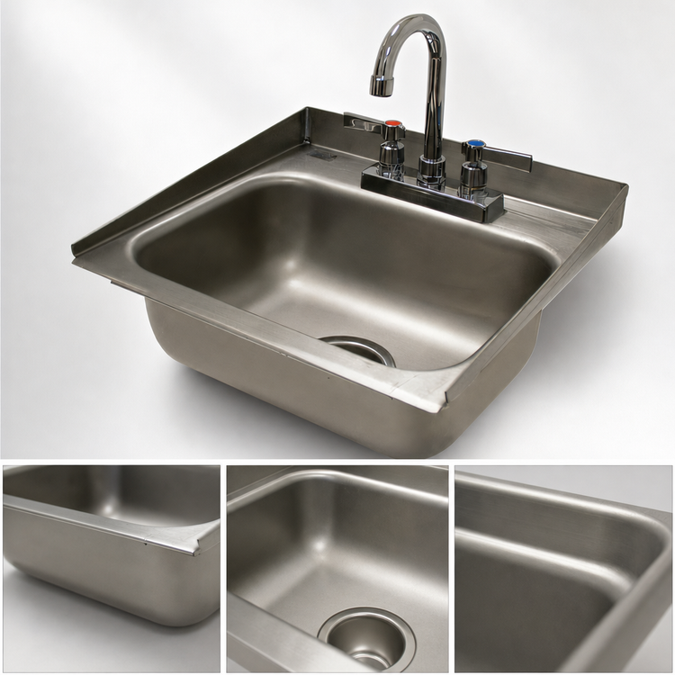 Product image #3 for Advance Tabco Drop-In 1-Compartment Sink with Gooseneck Faucet, 14 x 10 x 5 Bowl, 304 Stainless Steel
