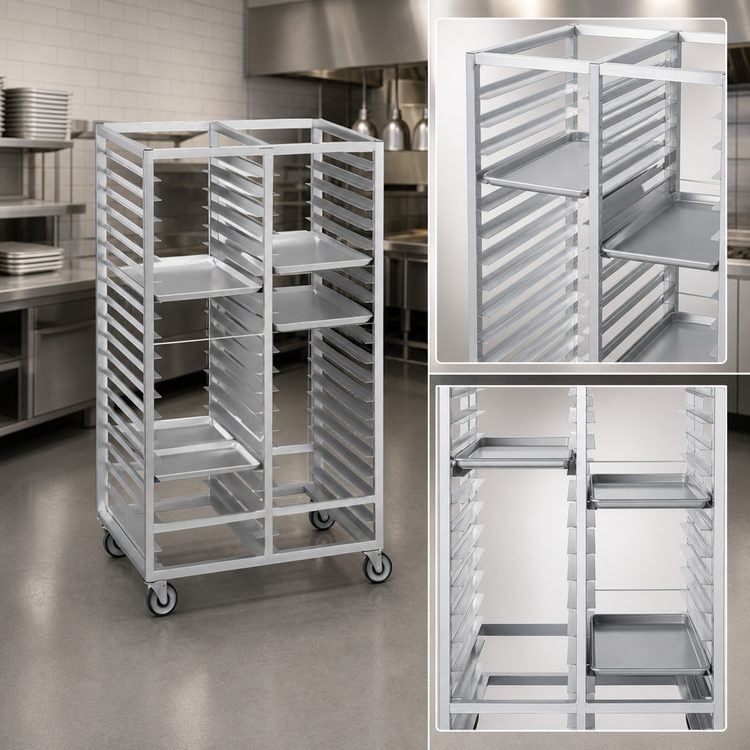 Product image #3 for Channel Manufacturing 424A Double-Section Aluminum Cafeteria Tray Rack, 20 Tray Capacity, 70 Inch H