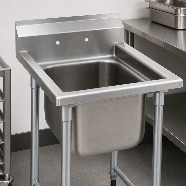 Product image #3 for Eagle Group 414 Series One-Compartment Stainless Steel Sink with Backsplash, 29-1/2"W x 29-3/4"D